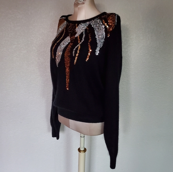 Sequin Vintage Sweater 65%Silk, Angora rabbit - Picture 3 of 13